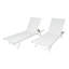 Ensemble de 2 chaises longues d'extérieur, dossier réglable à 5 positions, structure en acier blanc avec siège en textilence, chaises de patio inclinables près de la piscine