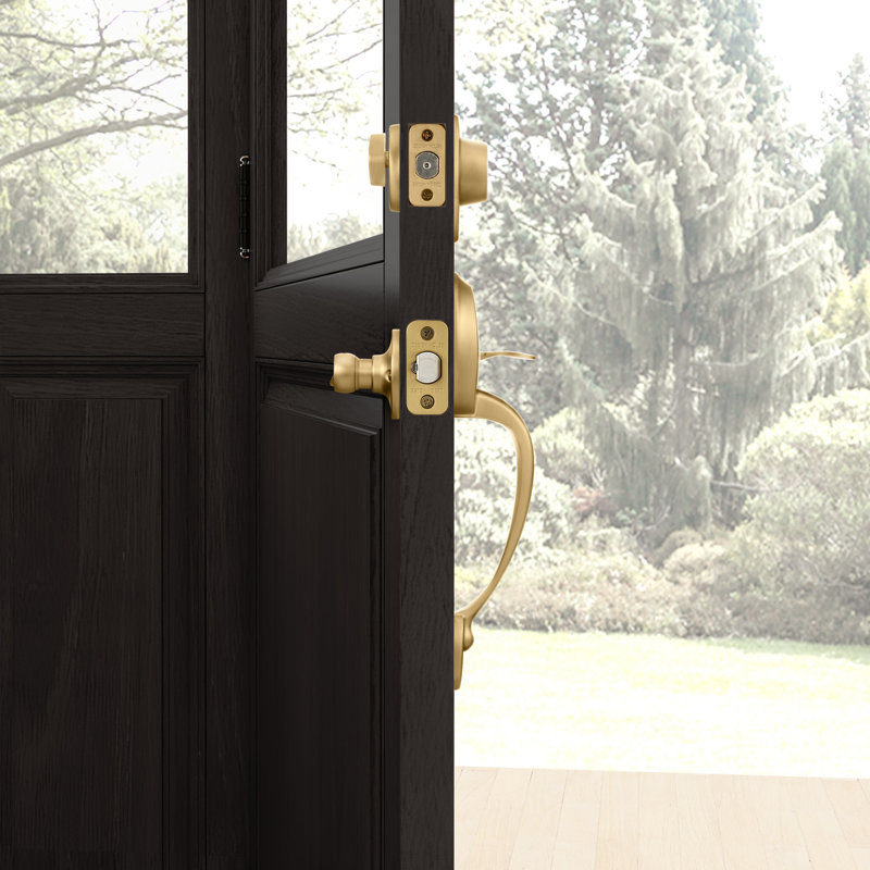 Springdale Handleset with Single Cylinder Deadbolt and Door Knob, Satin Gold