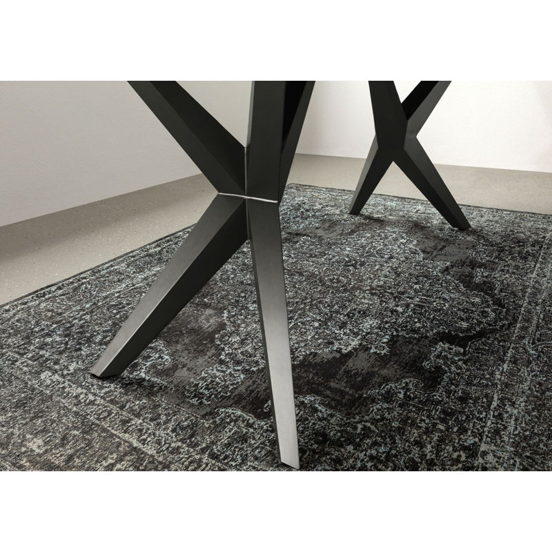 Freeform 4 Solid Wood Top Metal Base Dining Table, Ecru, Ecru, H76 x L220 x W100cm