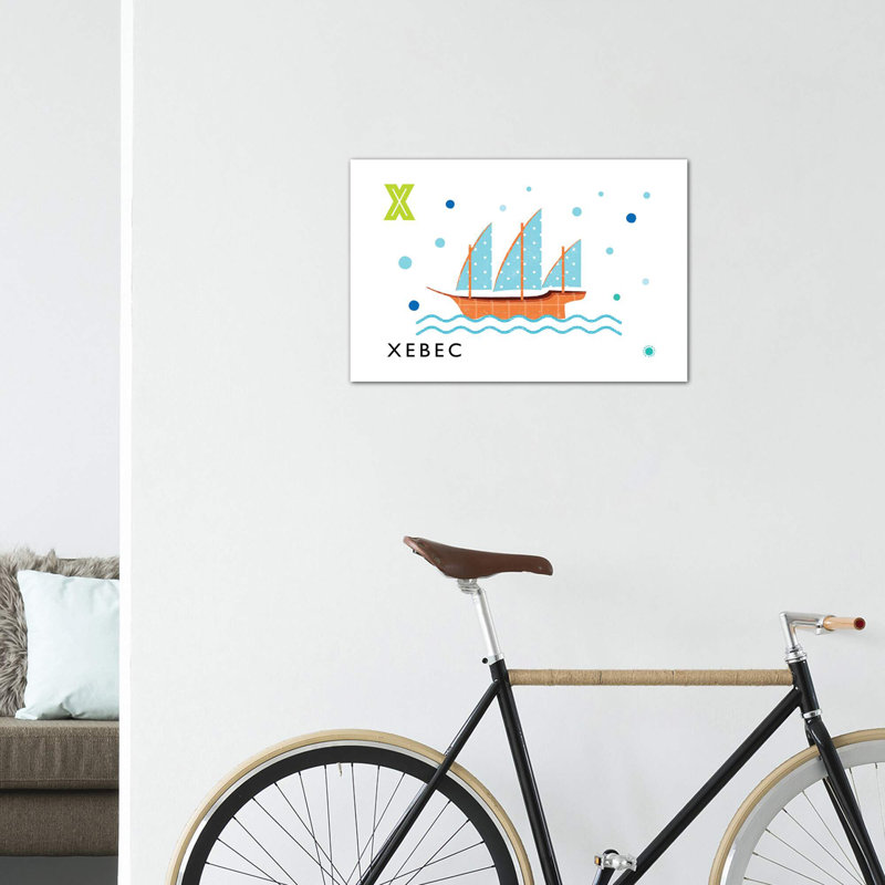 «X is for Xebec» - impression, Pas de tapis, H 40 po x l 60 po x 1,5 po, Toile tendue