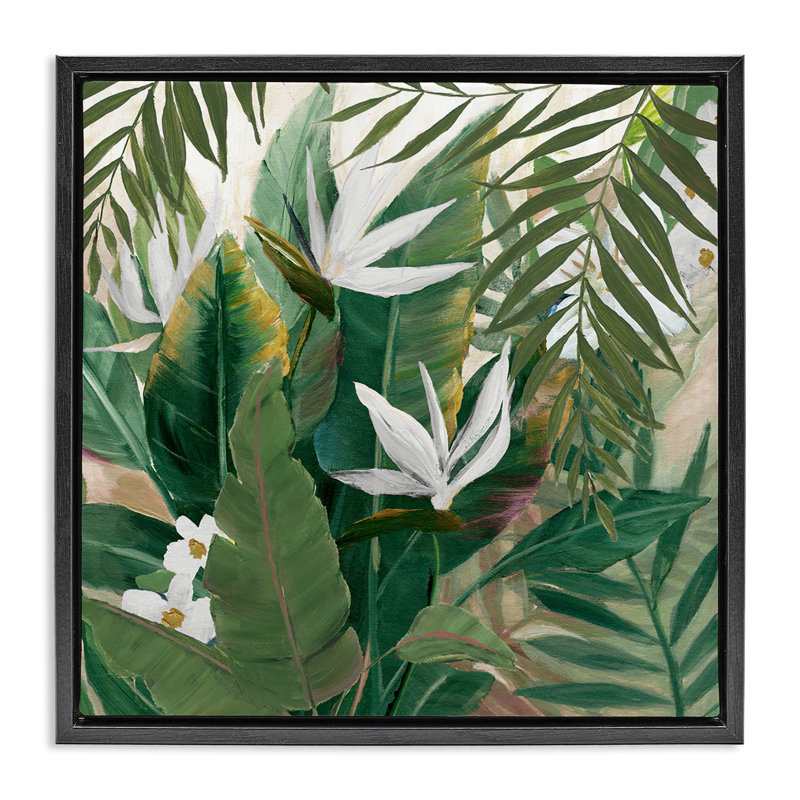 Oiseaux tropicaux de paradis, Cadre flottant noir de jais, H 18 po x l 18 po
