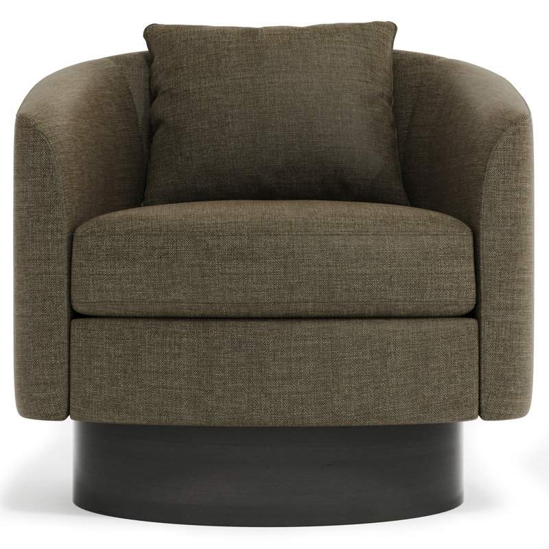 Camino Upholstered Swivel Barrel Chair, Brown Polyester Blend
