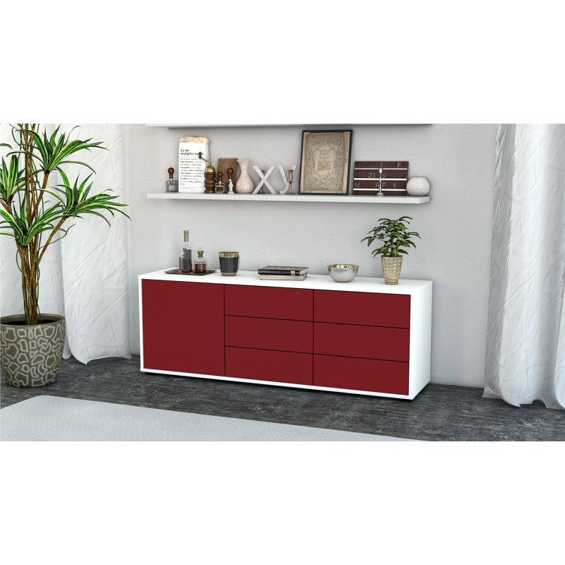 Wyant Unfinished TV Stand for TVs up to 60", Red / Matte White
