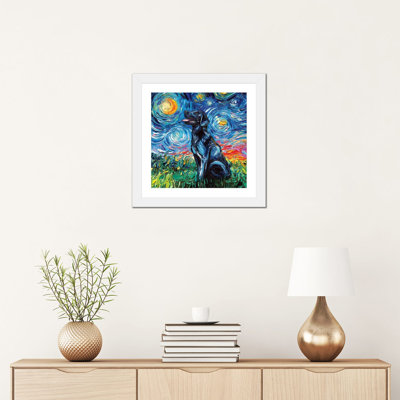 Reproduction d’art, "Black Labrador night I" par aja Trèves
