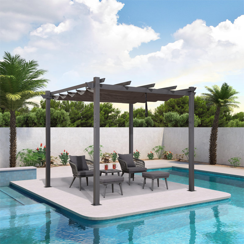 3m x 3m Aluminium Pergola, Grey