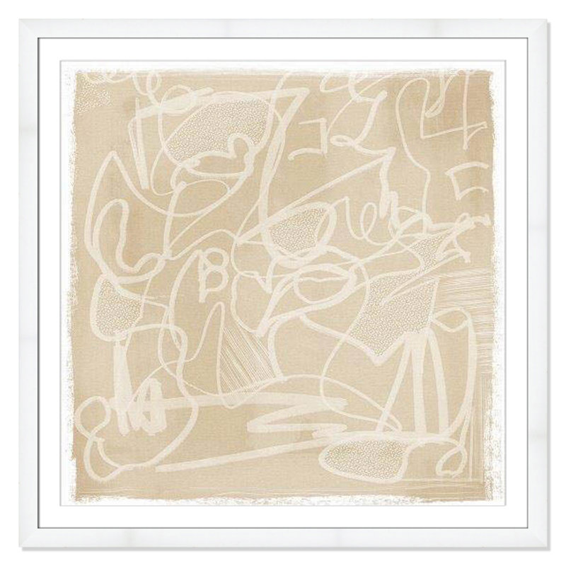 «Scribble Elegance» par Leah Straatsma, Encadrement cubique blanc, H 42,5 po x l 42,5 po x P 1,25 po