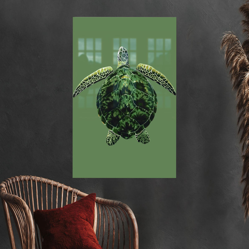 Charmant art mural en verre trempé sur le thème de la tortue, idéal pour les salles de jeux et comme cadeau de demoiselle d'honneur pour les fêtes