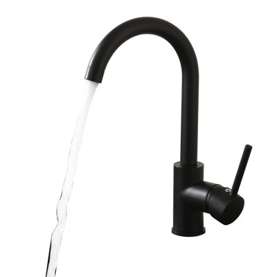 Robinet d'évier de cuisine en acier inoxydable noir mat, robinet à poignée simple avec excellente stabilité commerciale