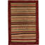 Wool Striped Area Rug in Wine/Green/Brown