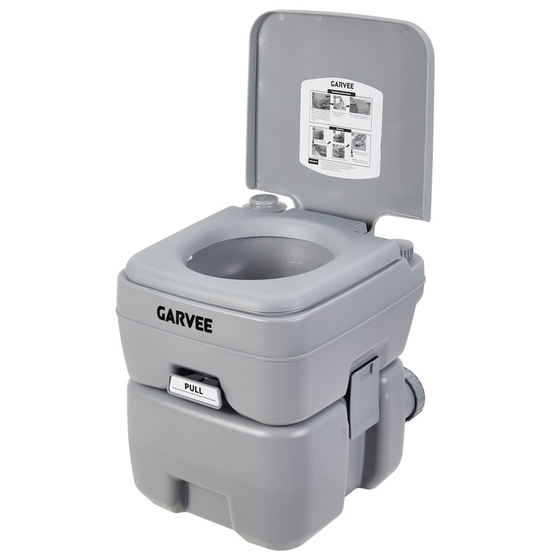 5.3 Gallon Portable Toilet for Camping & RV, Dual-Tank Camping Toilet with Carry Bag, Leak-Proof Detachable Waste Tank, Gray