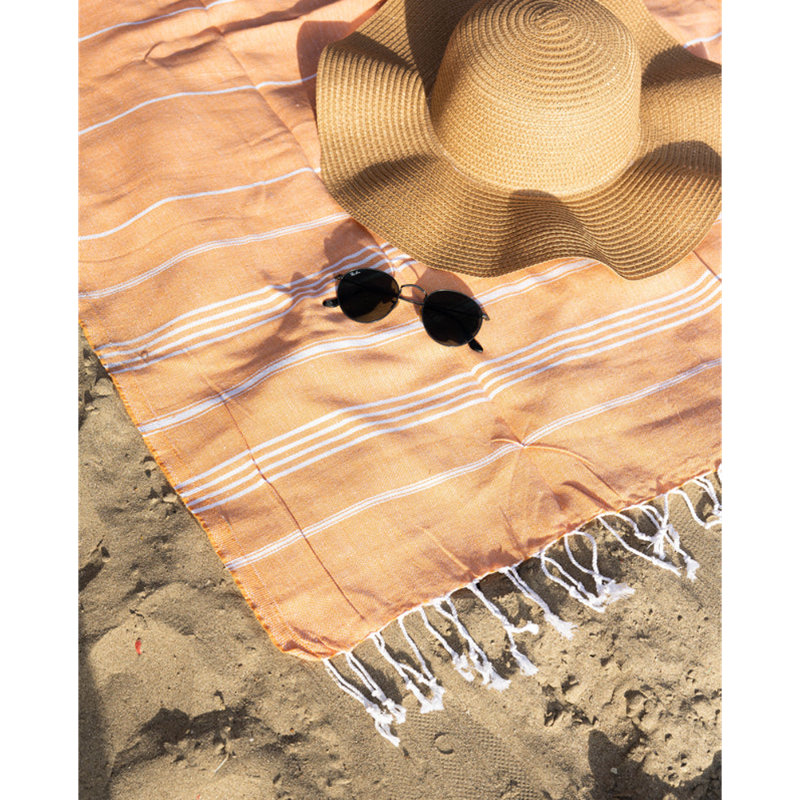 Sultan Sultan Turkish Bath & Beach Towel | 100% Organic Turkish Cotton | Peshtemal | Fouta Towel, Dark Coral