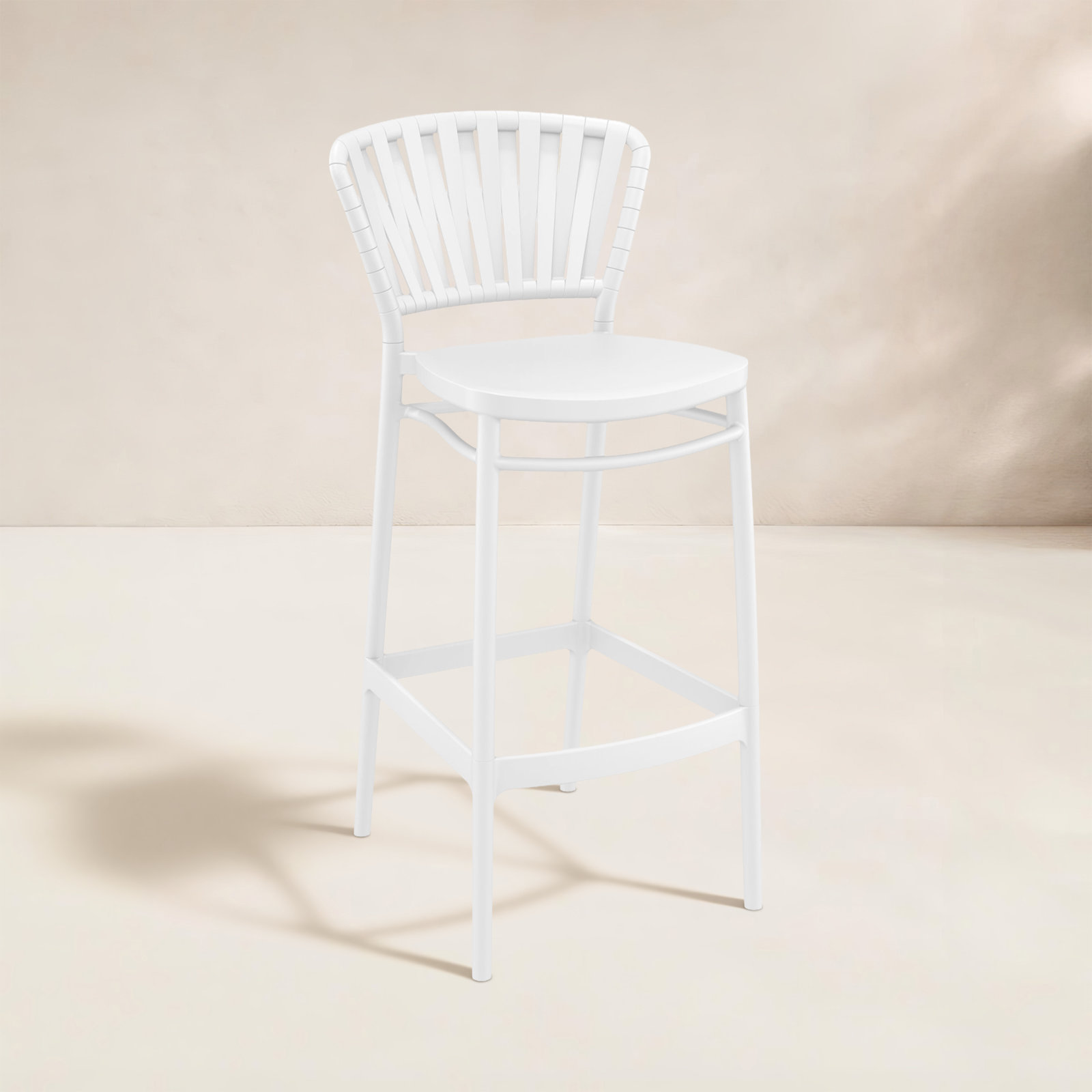 Newport Patio Bar Stool, White, 29.5"