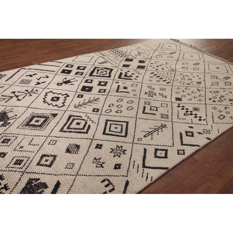 Tapis ivoire en laine All-Over Trellis