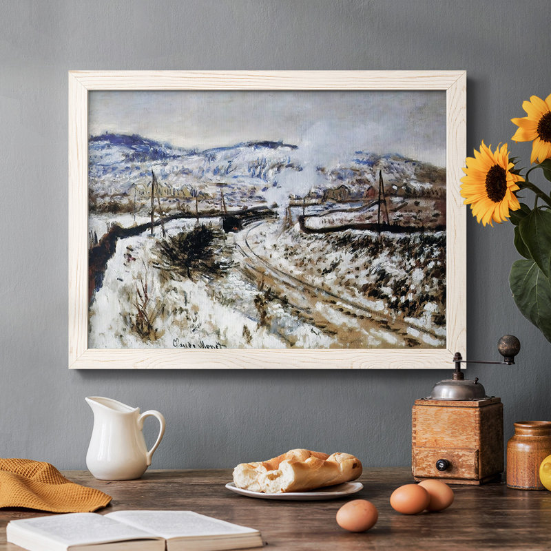 Train in the Snow, Argenteuil, 1875, reproduction d'art sur toile, H 22 po x l 32 po x P 1,5 po, Blanc
