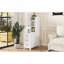Table de bout avec 3 tiroirs, table de coin avec 2 tablettes ouvertes, table d'appoint haute pour chambre et coin, blanc