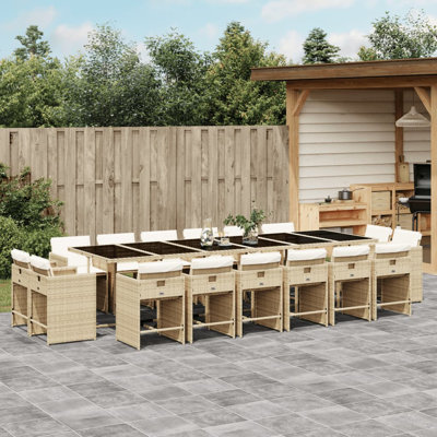  Patio Dining Set Set Of 16 Beige, Black, Cream White