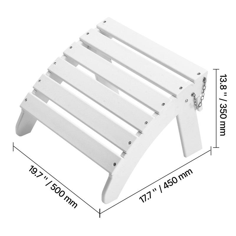 Adirondack Ottoman 17.7L x 19.7W x 13.8H Inch HDPE Folding Patio Footrest White