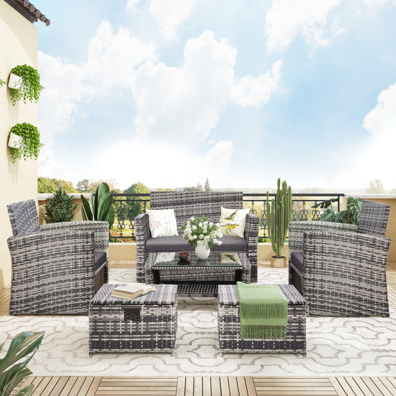 Swann 6 Seater Rattan Sofa Set