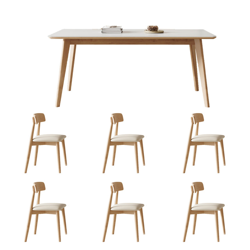 Table et chaises en chêne fritté Timeless, H 29,52 po x L 62,99 po x l 35,43 po