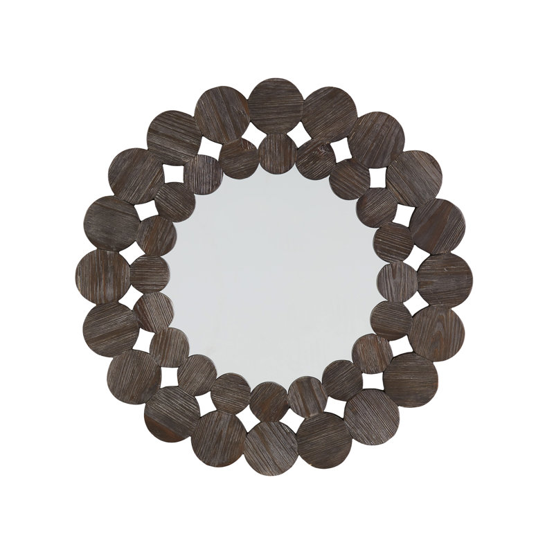 Alikee Solid Wood Flat Wall Mirror, Dark Brown, 31.5" x 31.5"