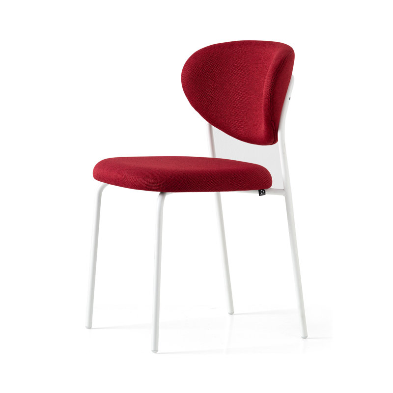 Cozy Upholstered Chair with Metal Frame, Matt Optic White, Burgundy