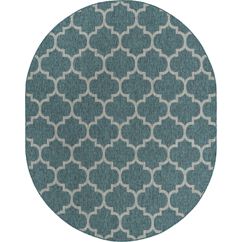 Tapis vert foncé pour l'extérieur, Oval 8 pi x 10 pi