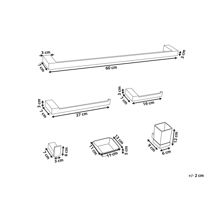 6-Piece Bathroom Hardware Set TUMACO with Towel Bars and Hooks, Matte Black