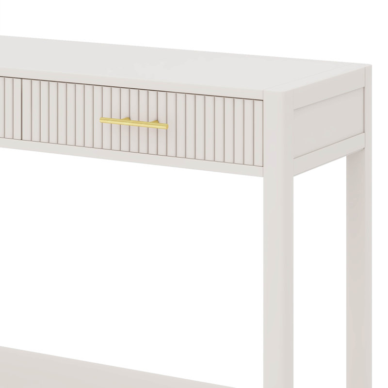 Console 60 "avec tablette de rangement et 3 tiroirs, Beige