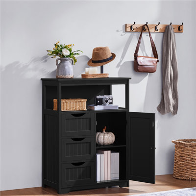 Brigit Free-Standing Bathroom Cabinet with Adjustable Shelf, 3 Drawers and a Niche