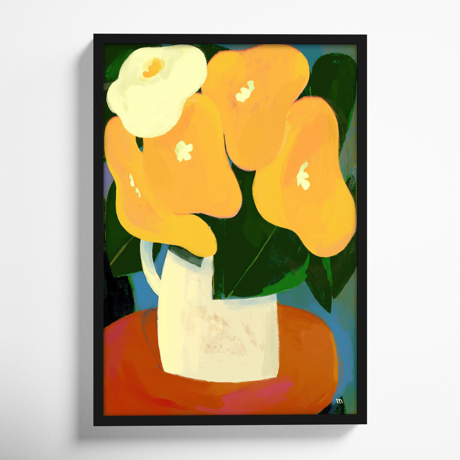 My Yellow Flowers by StudioM, Black, 20" H x 14" W x 1.25" D