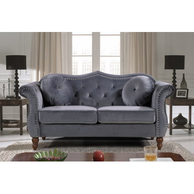 Evianna Velvet Rolled Arm Sofa