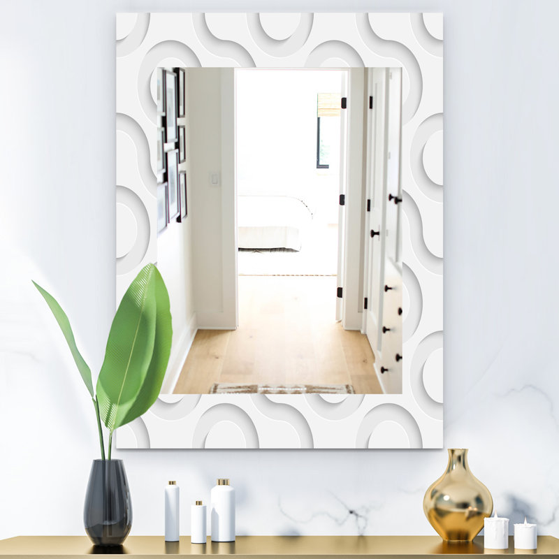 Miroir mural 15 mid-century scandinave, H 24 po x l 32 po, Géométrique 1