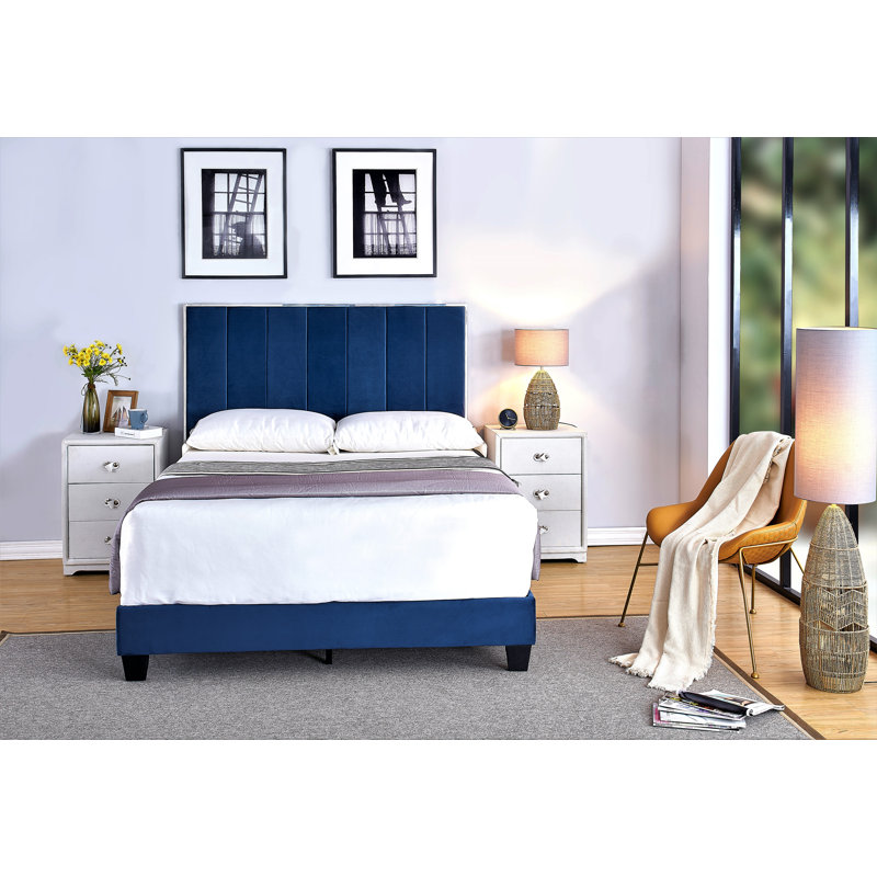 Kolin Upholstered Standard Bed, Full, Space Blue