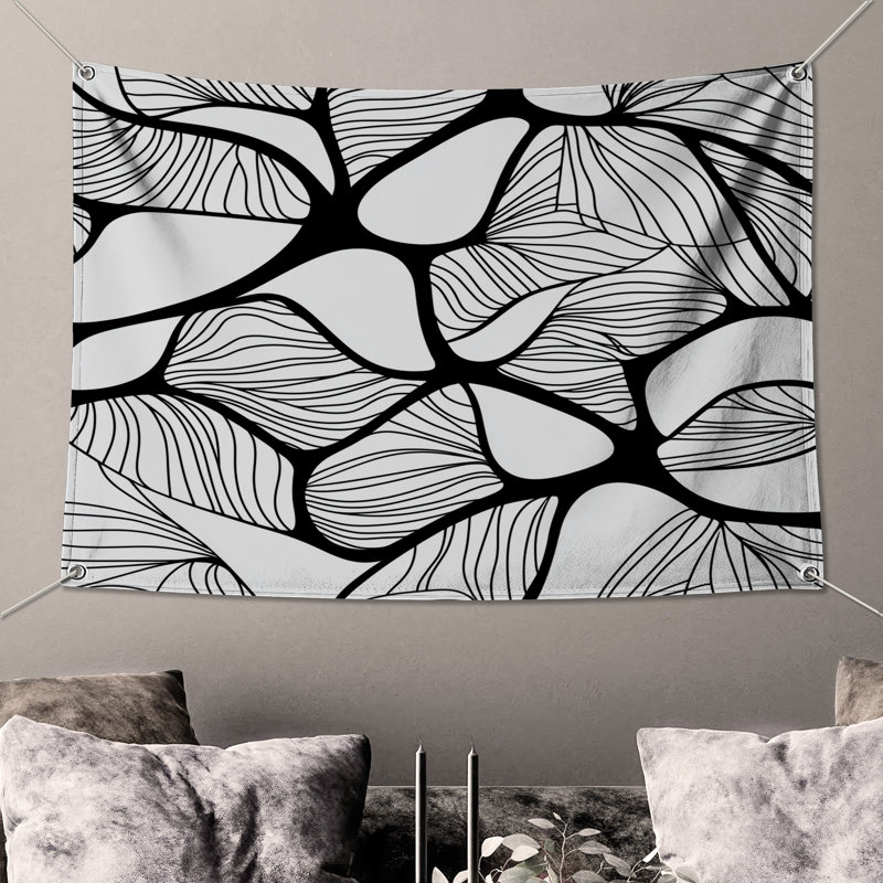 Tapisserie murale abstraite - art mural, H 104 po x 88 avec 4 œillets