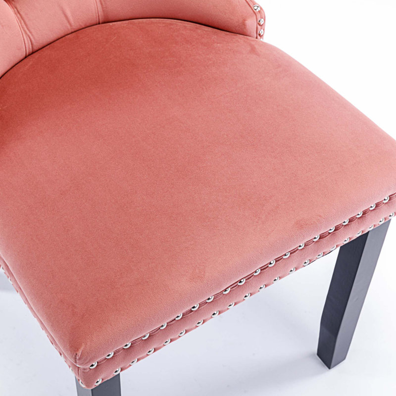 Ariha 20'' H Tufted Velvet Upholstered Side Chair, Black, Pink
