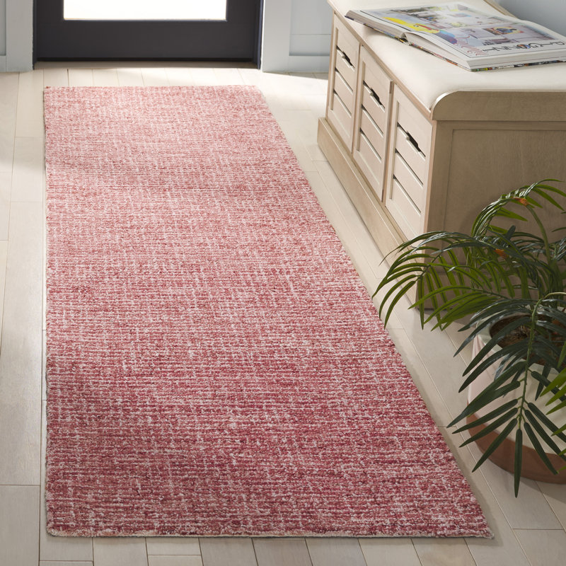 Pine 704 Hand Tufted Wool; Cotton; Latex No Pattern Rug in Red, Runner 2'3" x 8'