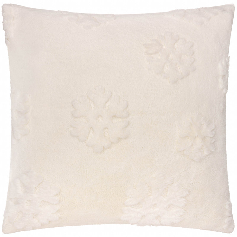 Snowflakes White Square Throw Pillow Cover