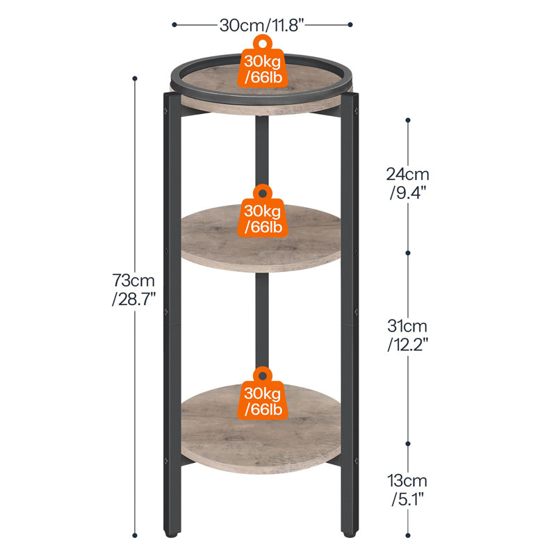 Petite table d'appoint ronde à 3 niveaux, Grège