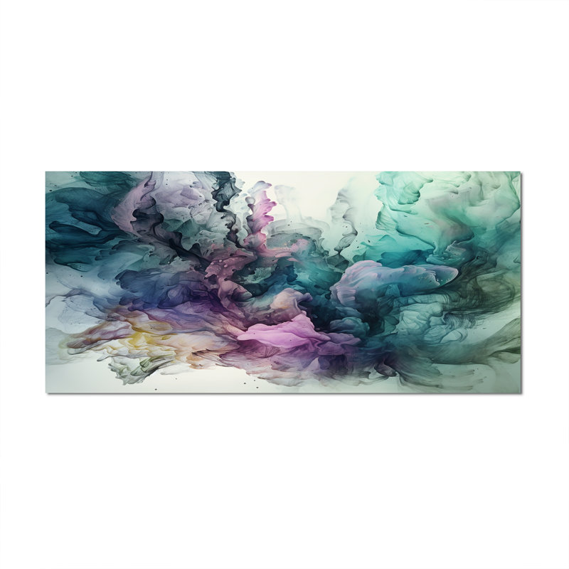 Symphonie marbrée verte - mauve, Toile tendue, H 28 po x l 60 po, No Frame
