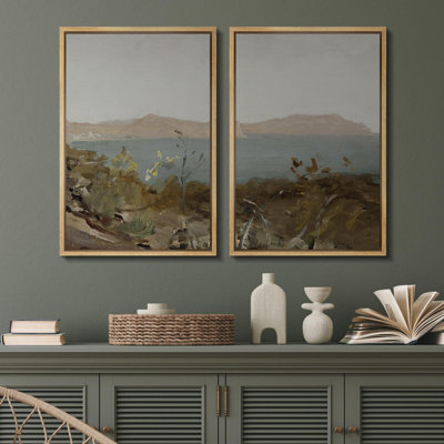 «Coastal Cliff At Noon Seaside Landscape», 2 pièces sur toile