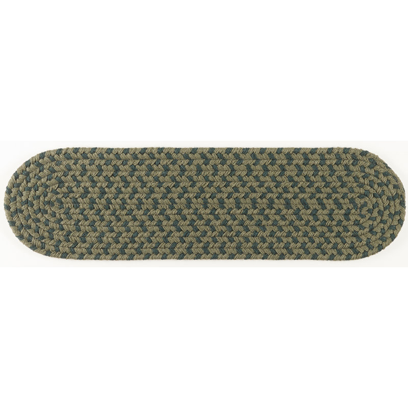 Tapis d’escalier vert simple river Enlow, Ensemble de 13
