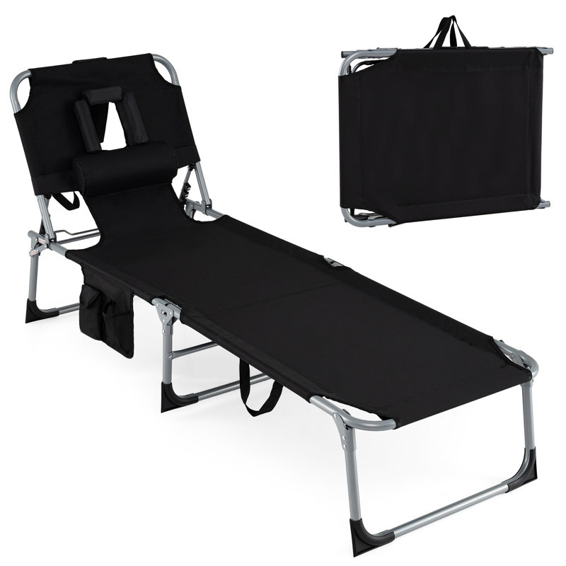 Chaise longue inclinable 76 po Leva, Noir