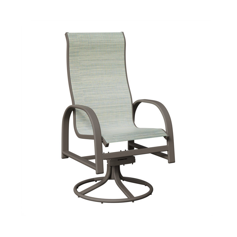 Chaise de salle à manger pivotante à haut dossier en aluminium graphite Amma avec toile Martinique, Martinique