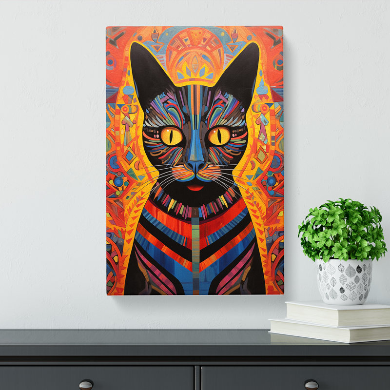 Egyptian Cat Colour Field - Wrapped Canvas, 50cm H x 35cm W x 3cm D