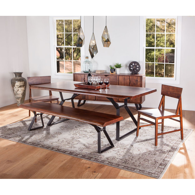 London Loft Solid Wood Dining Table, Antique Zinc, Walnut, 29" H x 94" W x 44" D