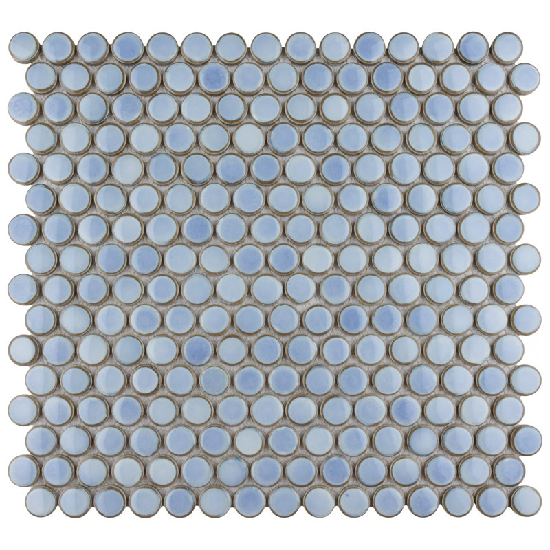 Hudson Penny Round .80" x .80" Porcelain Penny Round Mosaic Wall & Floor Tile, Frost Blue