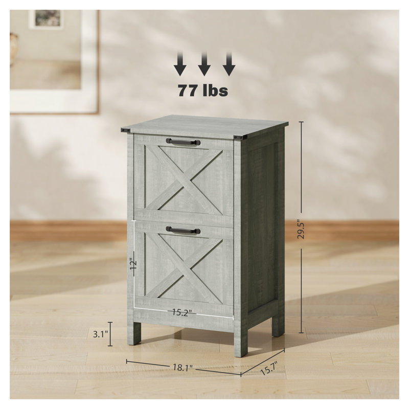 Classeur rustique 2 tiroirs Rustic Farmhouse, Light Gray