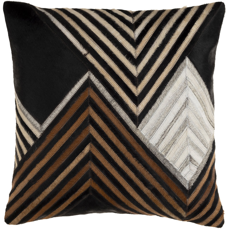 Coussin Coleridge, Duvet, Noir / chevron brun