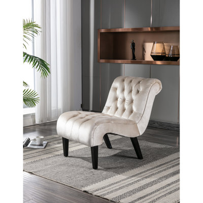 Modern Velvet Living Room Chair With Foam Filled Cushion Stylish In Curved Legs - Comfort
