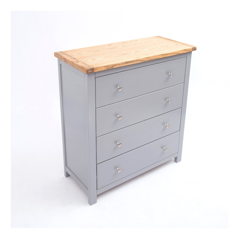 Dupree 90cm W 4 - Drawer Chest of Drawers, Grey/Chrome